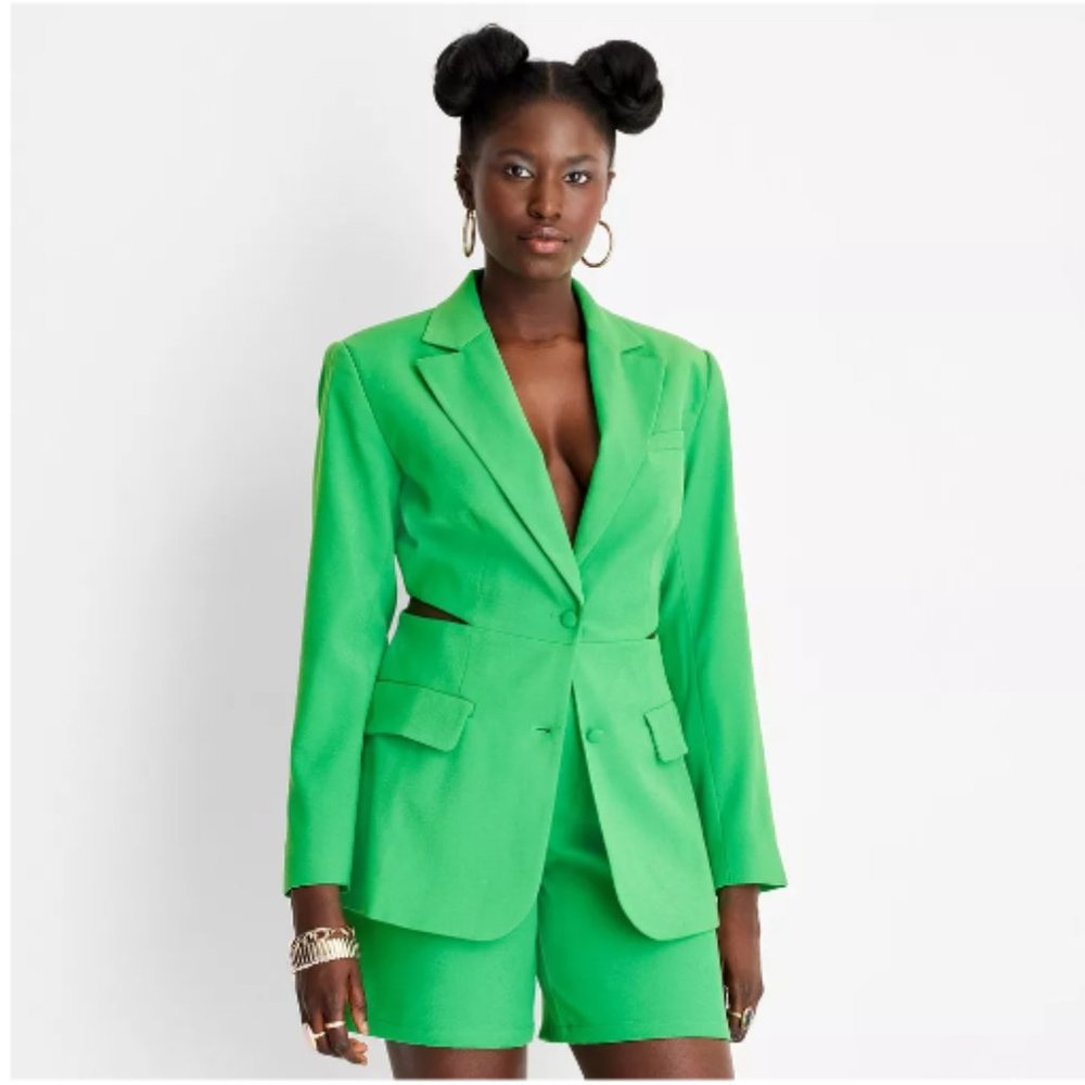 Women's Cut Out Blazer - Future Collective color Green Size Small NWT